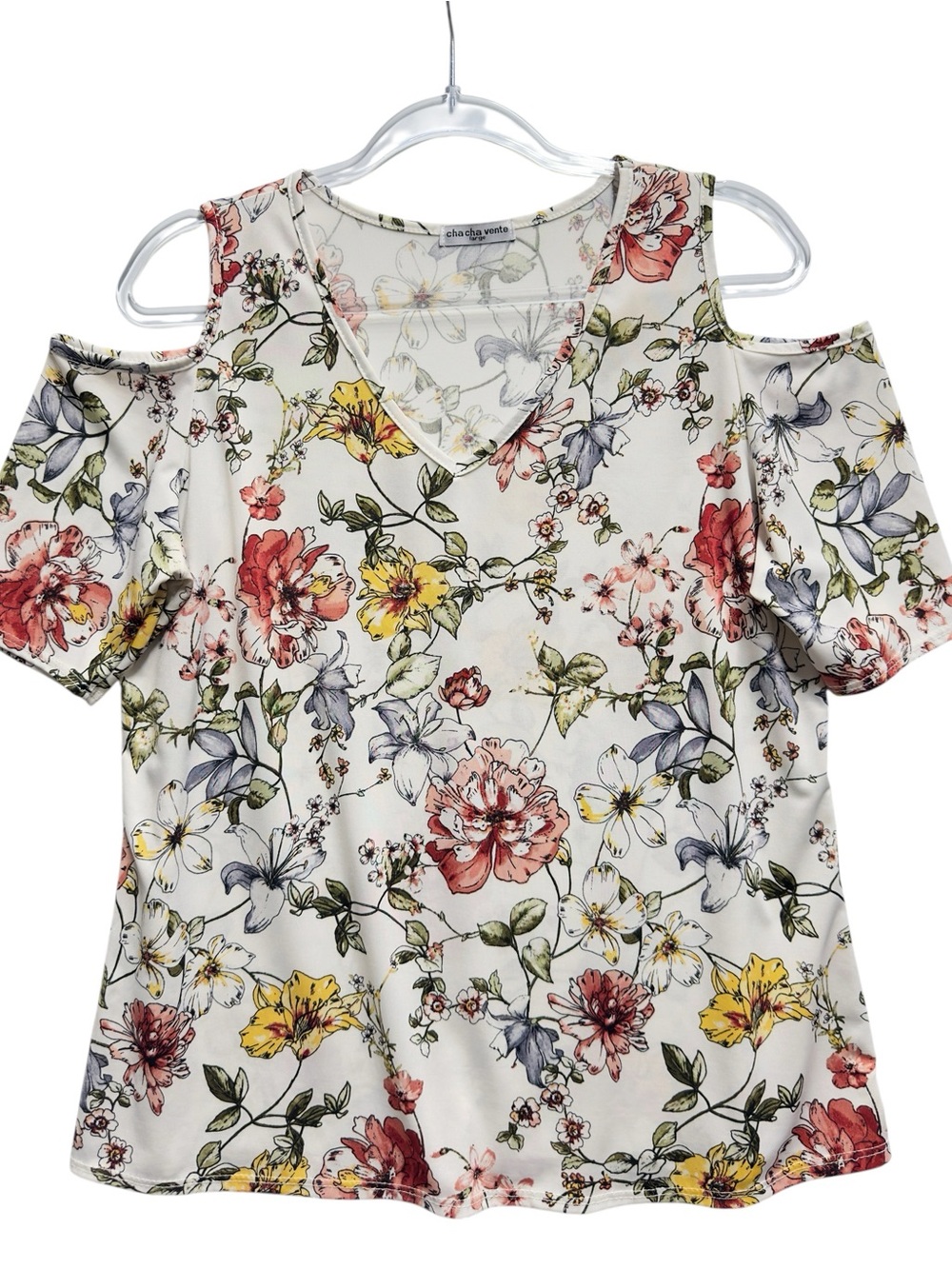 Silky Ponte Knit Abstract Floral Wild Flowers Vines Top Blouse Tee